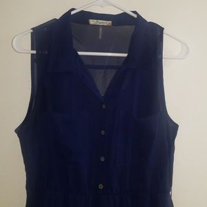 Blue sheer see through dress.